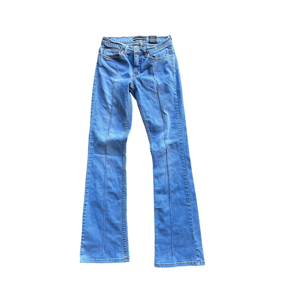 Bebe Vintage Y2K Blue Flare Jeans Front Seam Made in USA Size 27 Womens